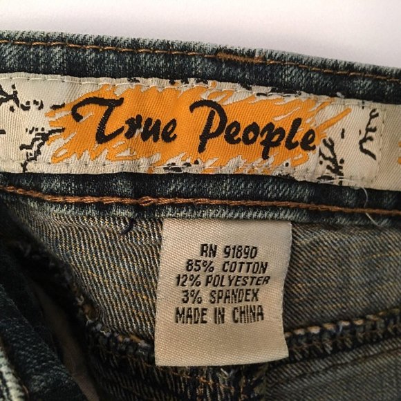 True People Denim Jeans Pants Size 3 Juniors Embroidered Low Rise Womens - Picture 8 of 12